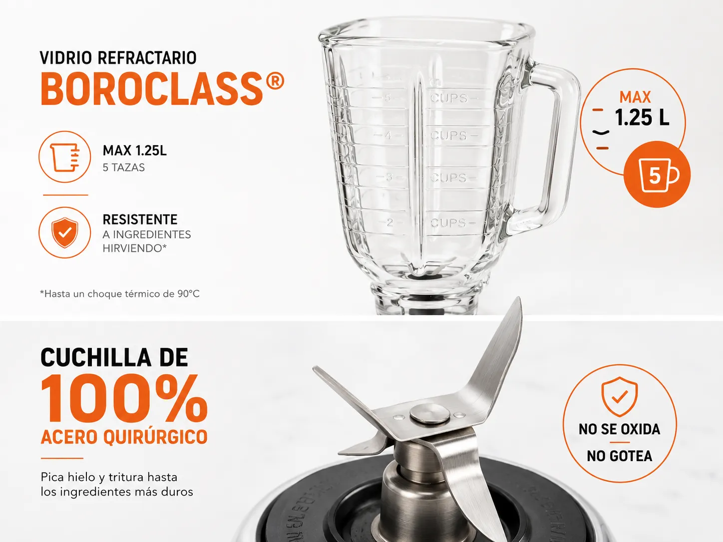 Vaso Boroclass · acero quirúrgico
