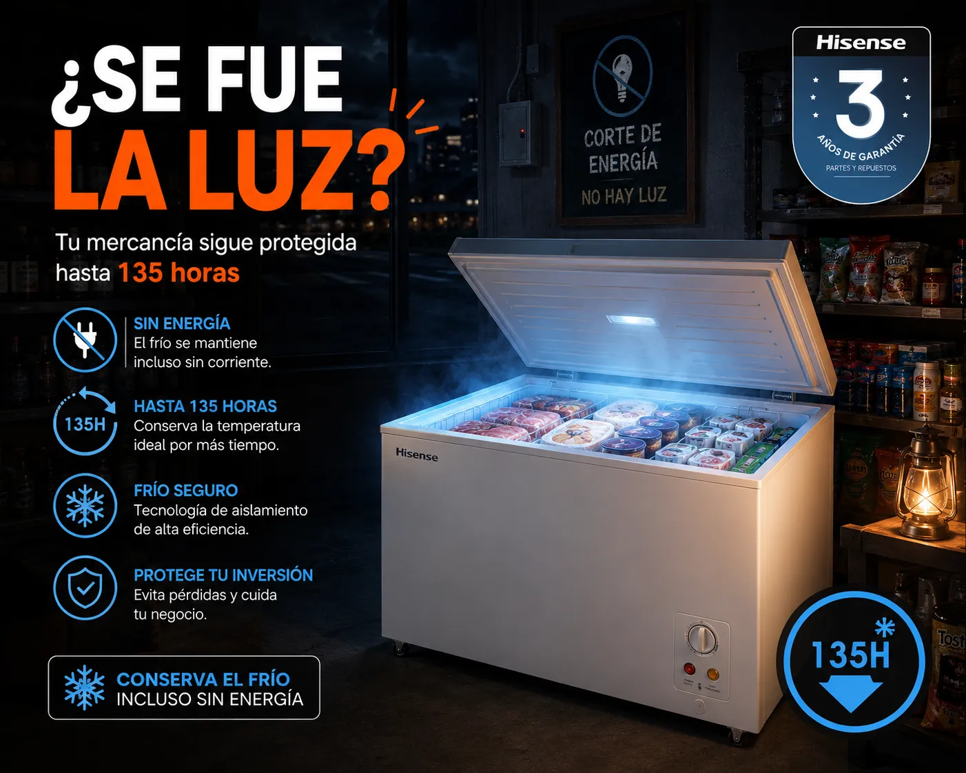 Aguanta hasta 135 horas sin luz