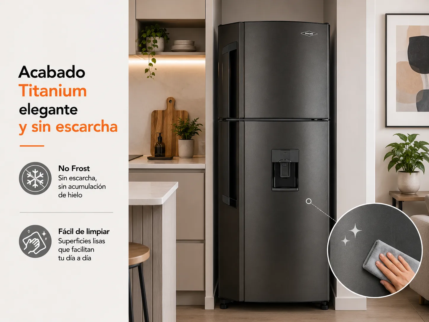 Acabado Titanium · fácil de limpiar