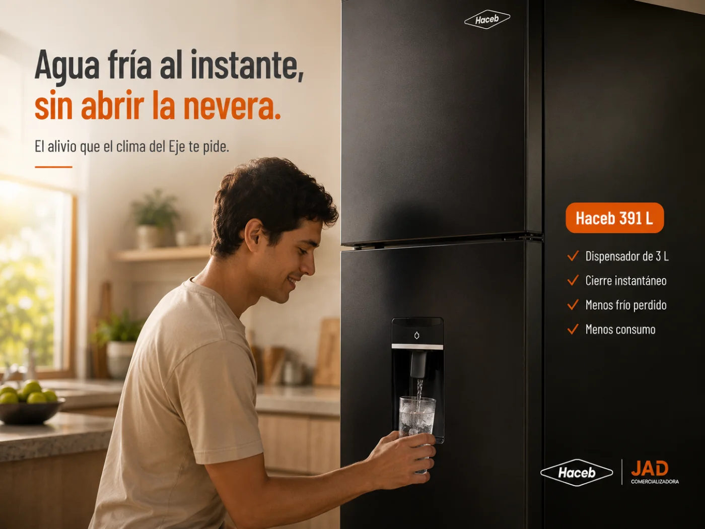 Agua fría al instante, sin abrir la puerta