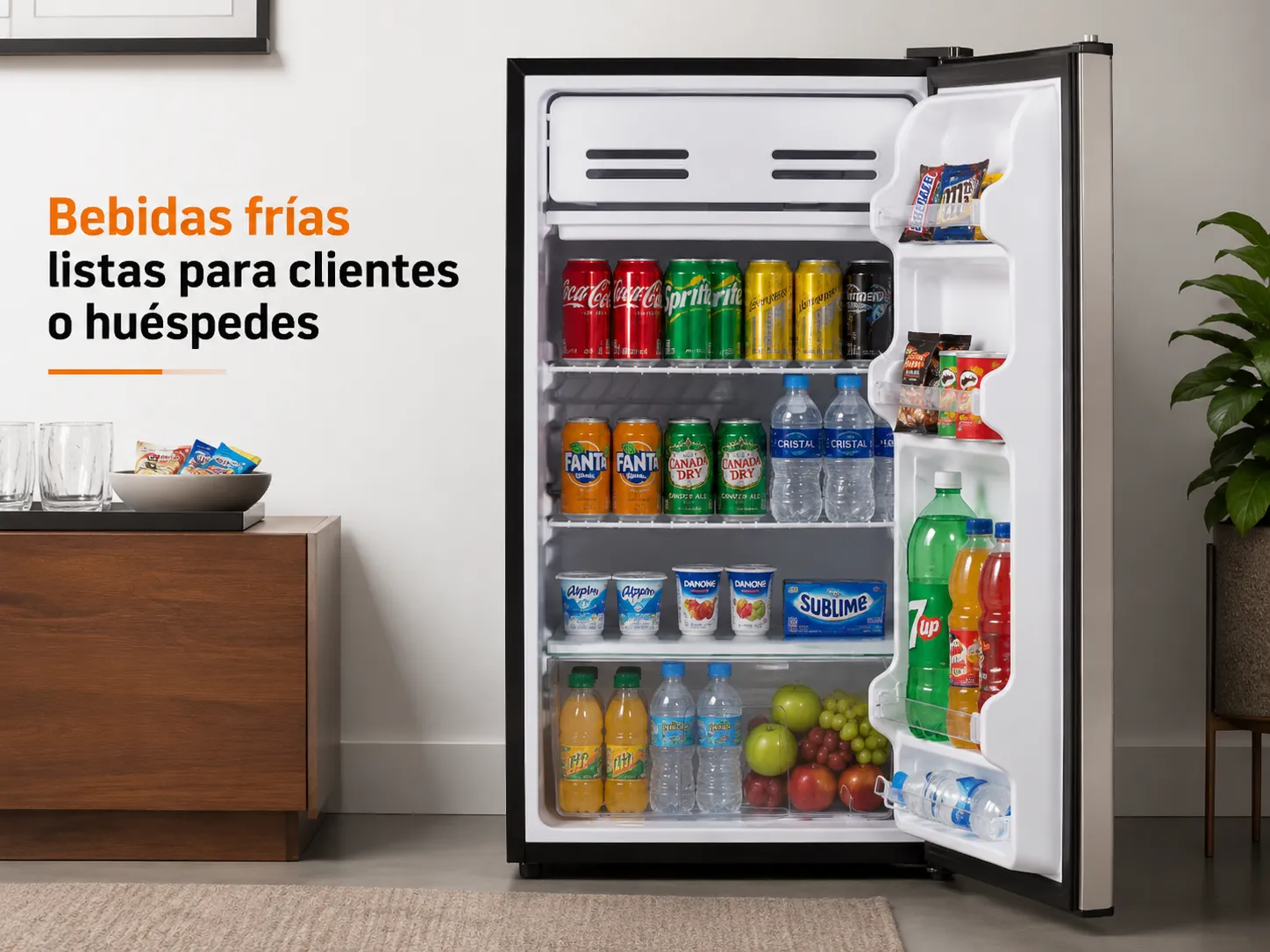 Bebidas frías listas para clientes o huéspedes