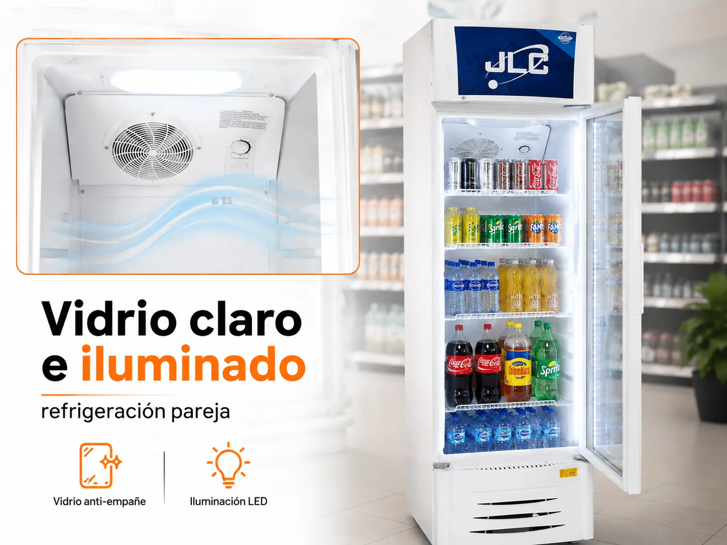 Vidrio claro · refrigeración pareja