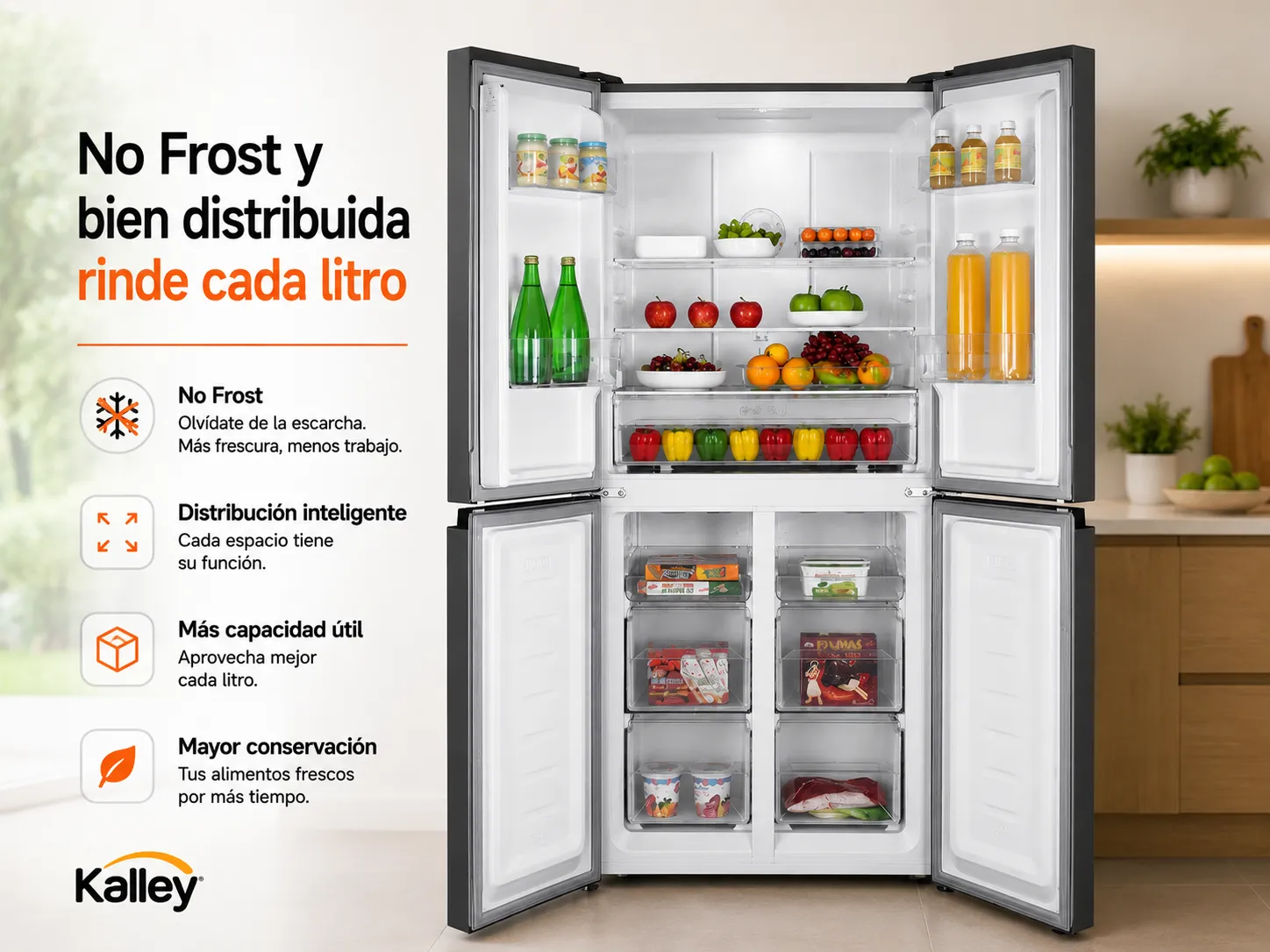 No Frost y bien distribuida · rinde cada litro