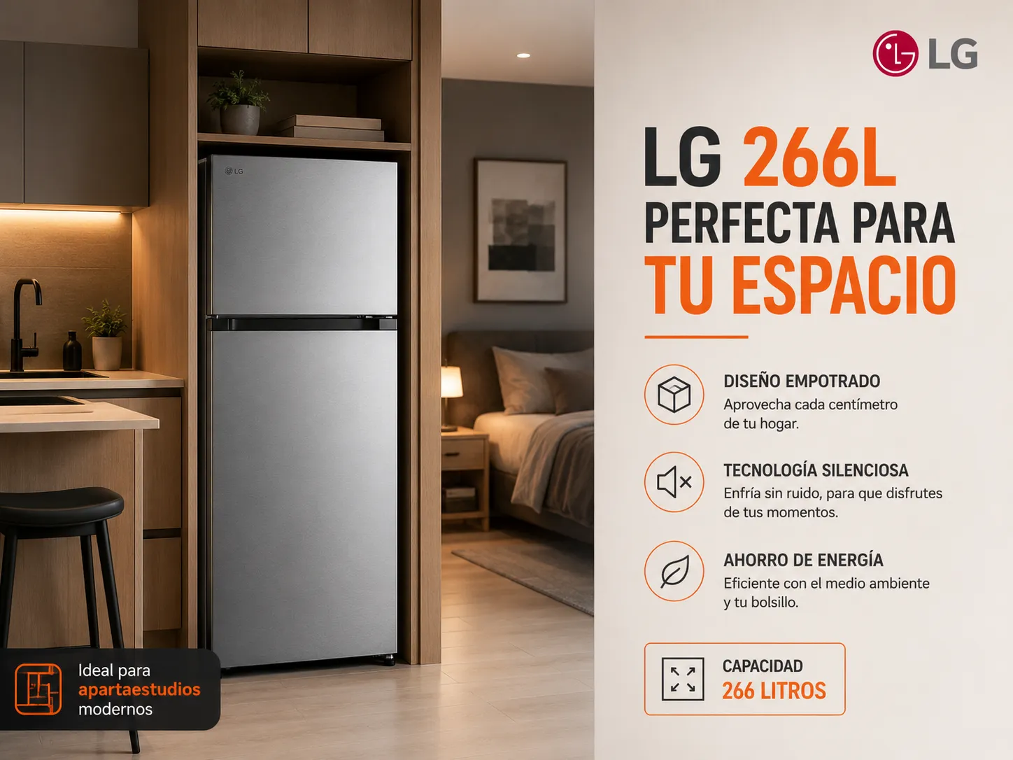 266 litros · perfecta para tu espacio