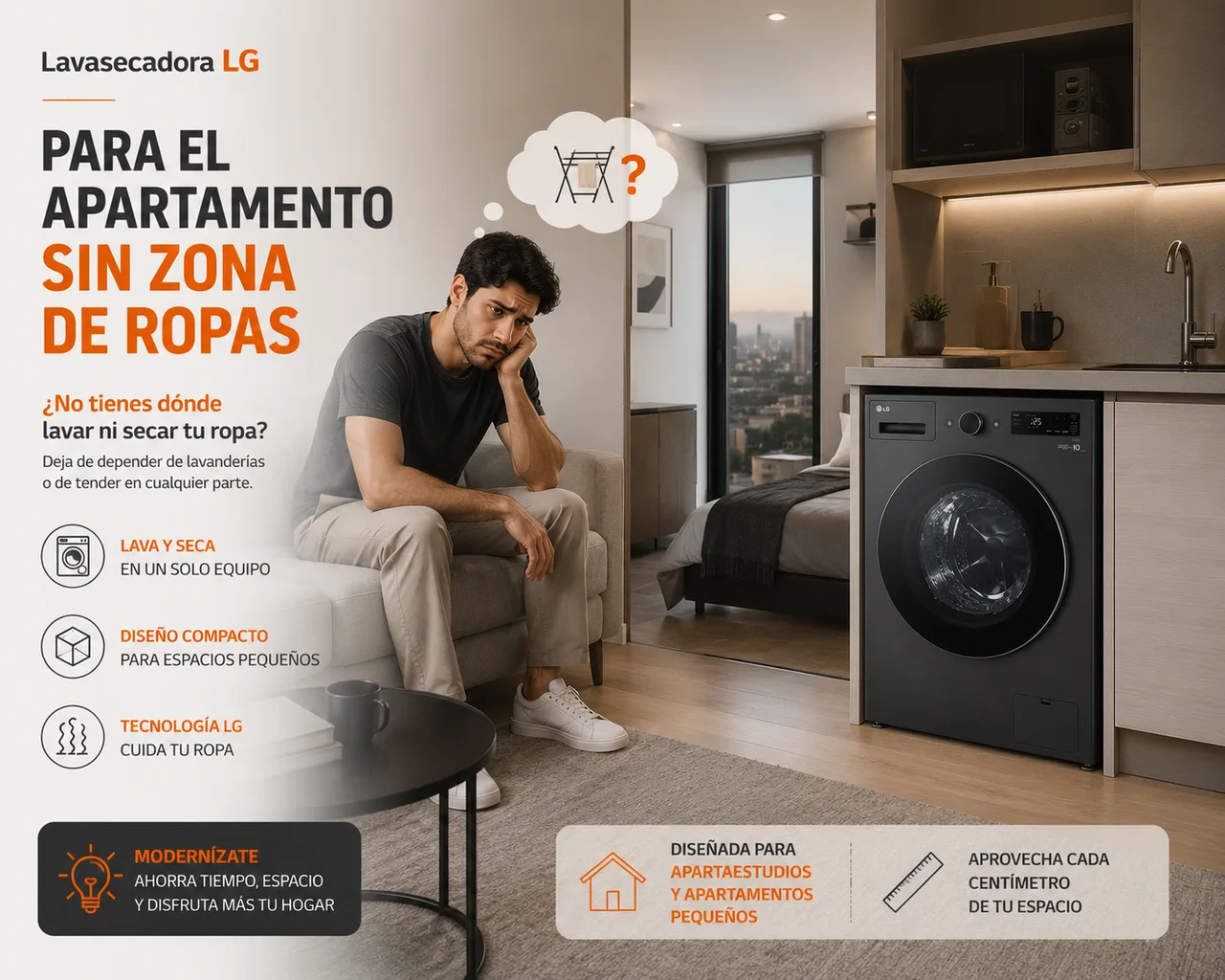 Para el apartamento sin zona de ropas